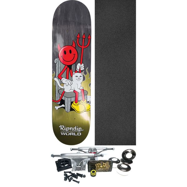 Rip N Dip World Industries Devilman Nerm Assorted Stains Skateboard Deck - 8.5" x 31.75" - Complete Skateboard Bundle